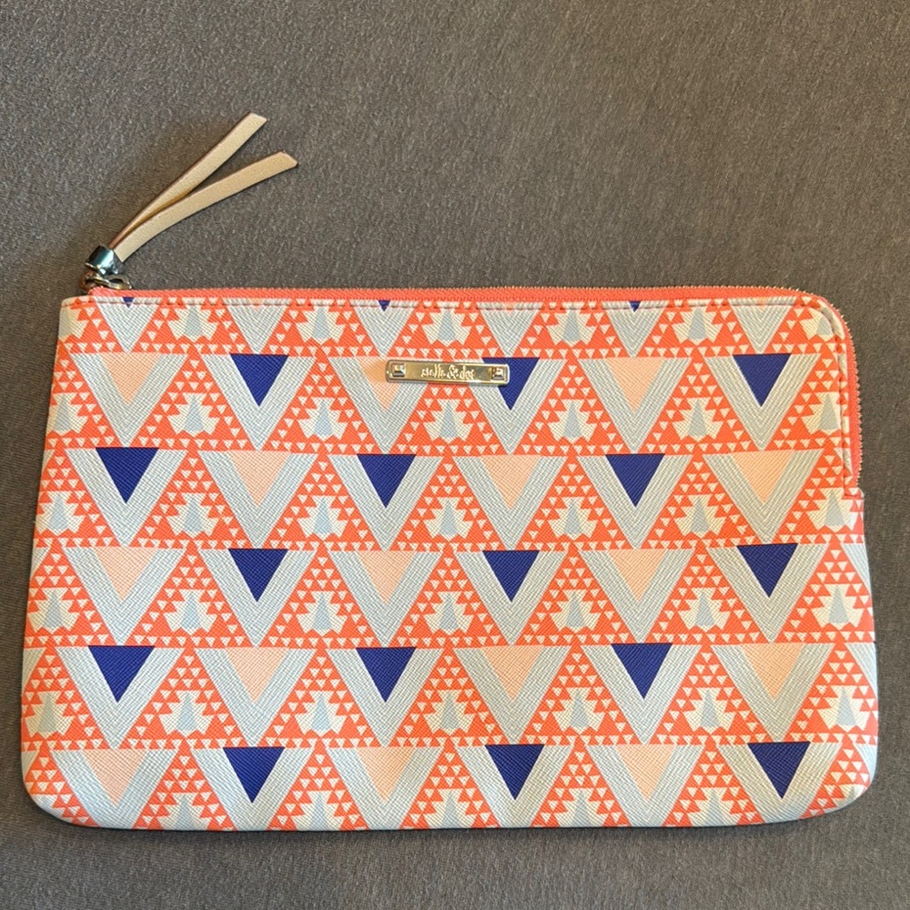 Mikasa Orange and Blue Geometric Clutch